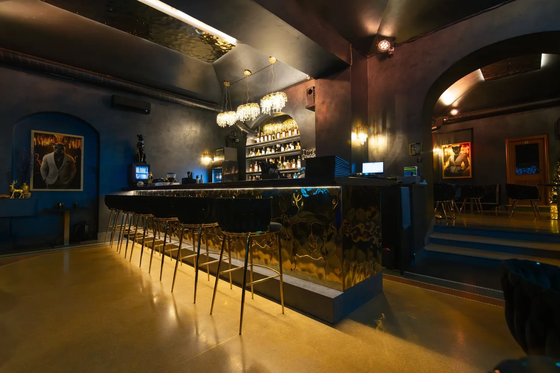 The full length of the bar